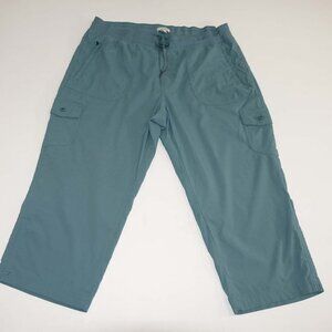 L.L. Bean Women's Vista Camp Crop Pants Size XL Green Pull On Stretch Waistband